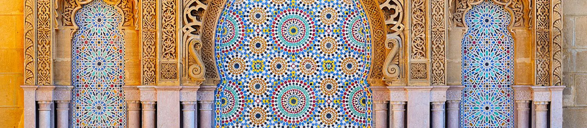 Decorated fountain with mosaic tiles