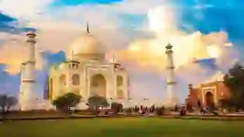Image of Taj Mahal in the Sunset