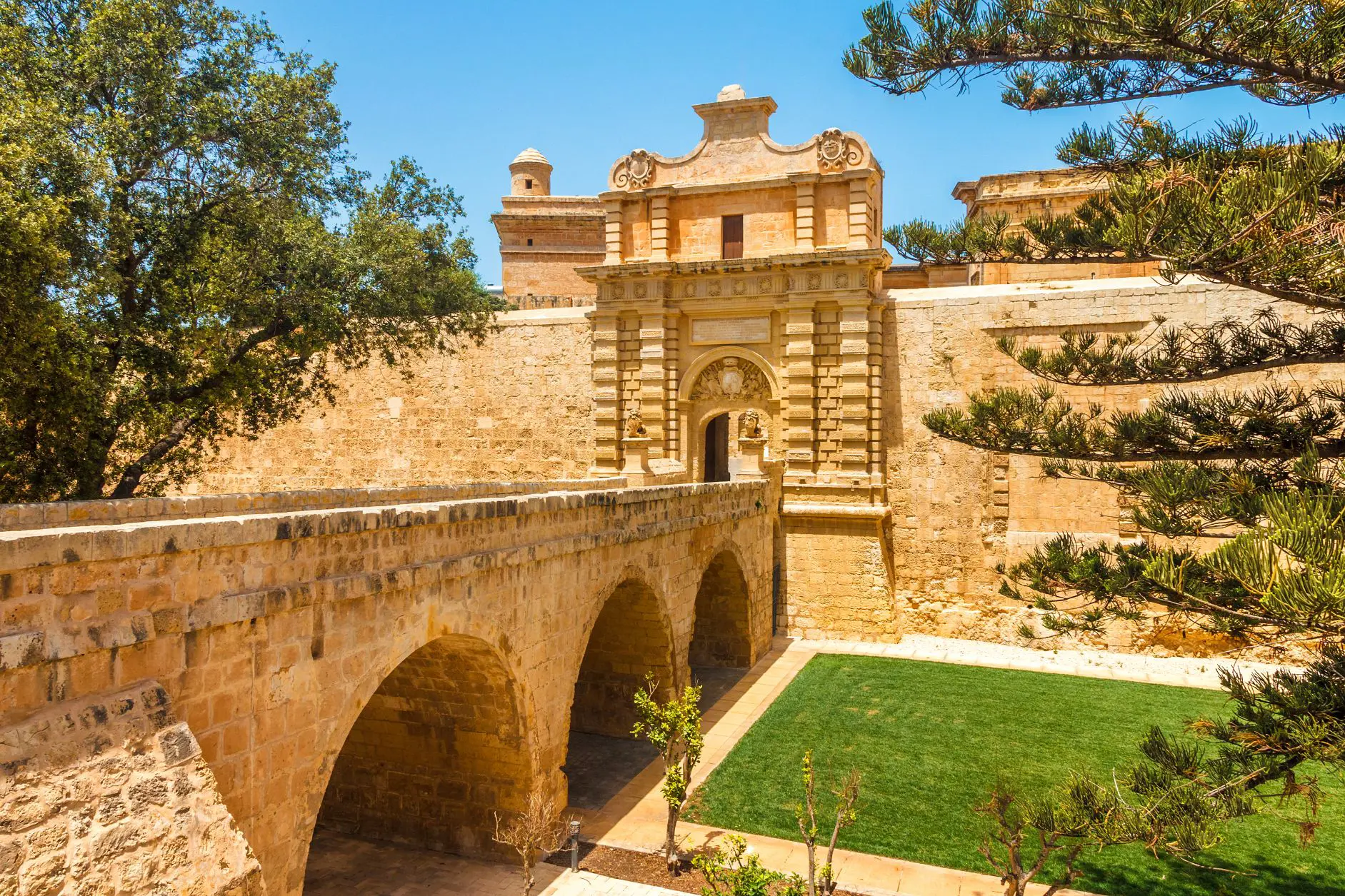 Entrance bridge and gate to Mdina