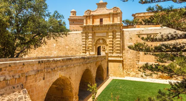 Entrance bridge and gate to Mdina