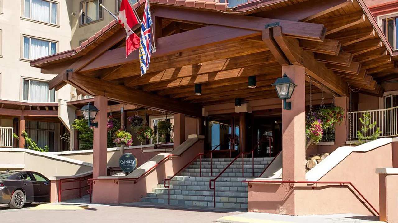 Nancy Greene’s Cahilty Lodge, Sun Peaks, entrance