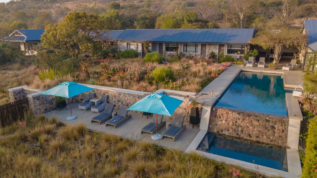 Valley Lodge, Babanango Game Reserve, Aerial View Pool