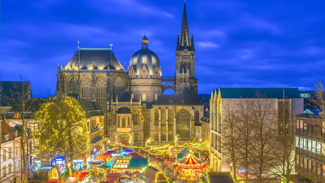 Aachen Cathedral and Christmas market, Aachen, Germany