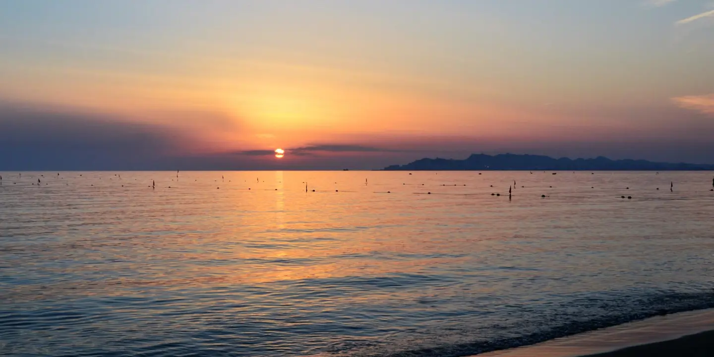  Sunset over Adriatic Sea from Golem Beach