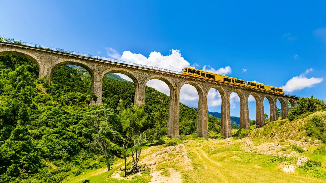 Yellow Train, Sejourne Bridge, French Pyrenees