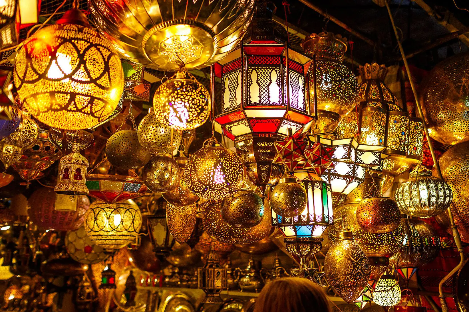  Lanterns and lamps hanging in the market, Marrakesh