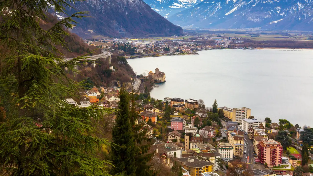 View of Montreux on Lake Geneva