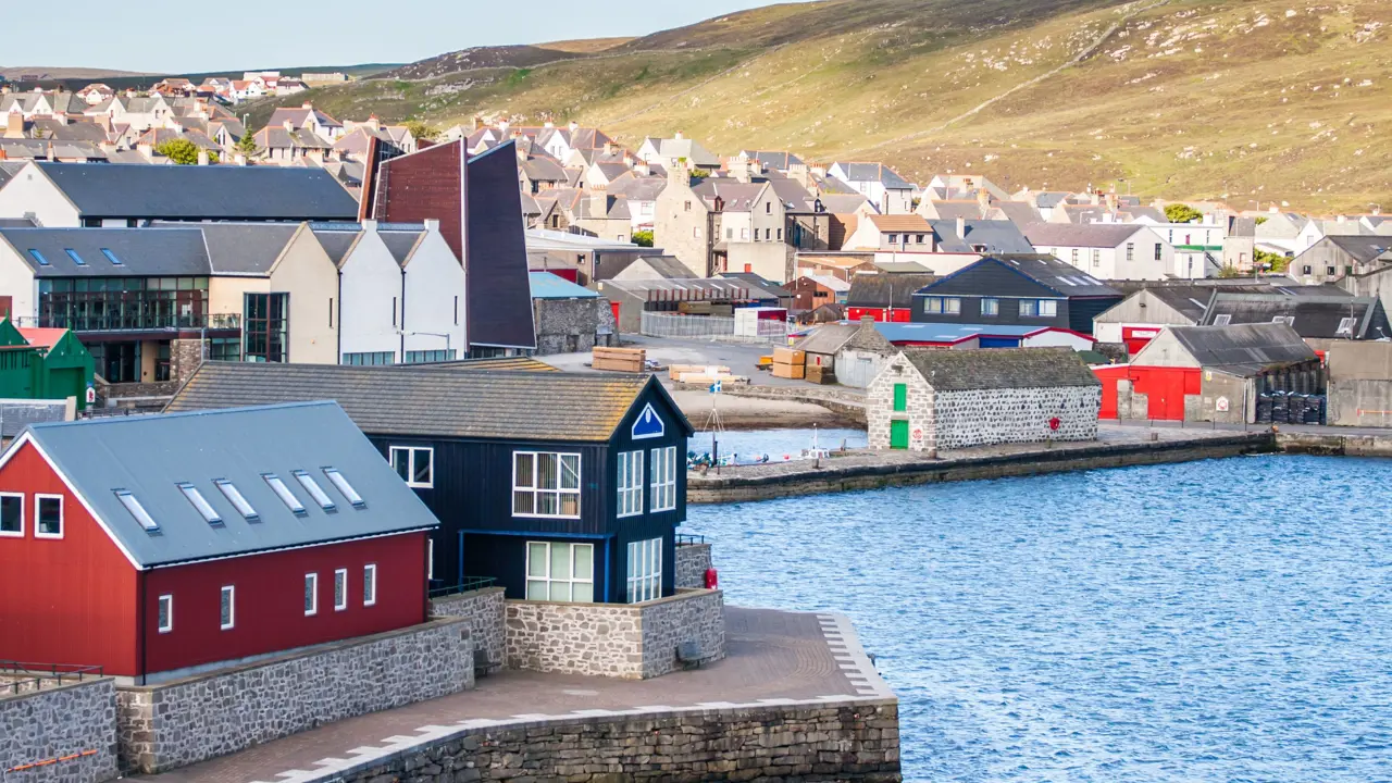 The coastal town of Lerwick on the Shetland Islands