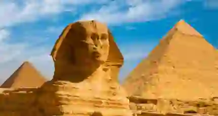 Great Sphinx Including Pyramids Of Giza Egypt