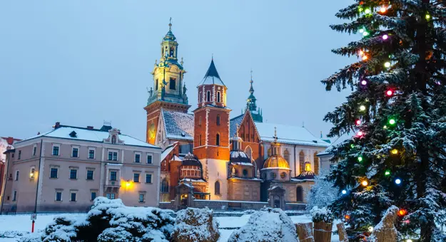 Wawel Castle at twilight, Krakow, one of the most famous landmarks in Poland