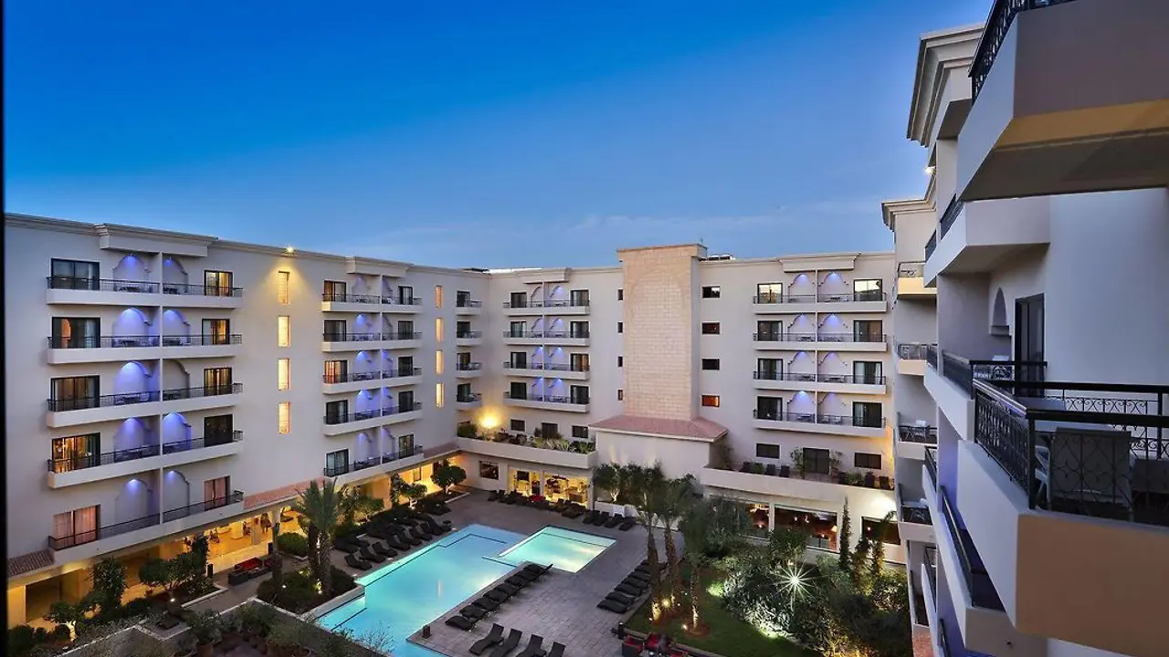 Hotel Opera Plaza, Marrakesh. aerial view of the pool