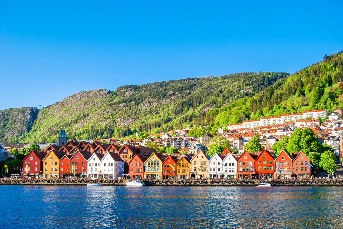 View of Bryggen, Bergen, Fjord Norway