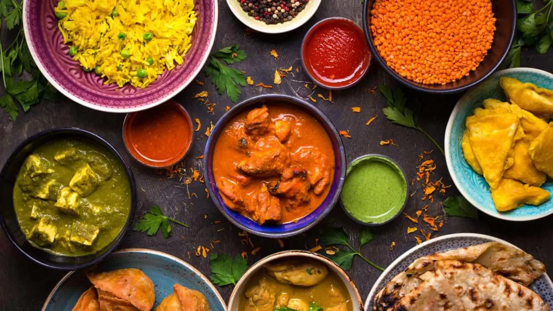 Selection of Indian dishes and appetisers